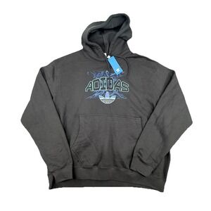 New Adidas Men's Fleece Hoodie Black Trefoil Logo Size 2XL KB4515‎
